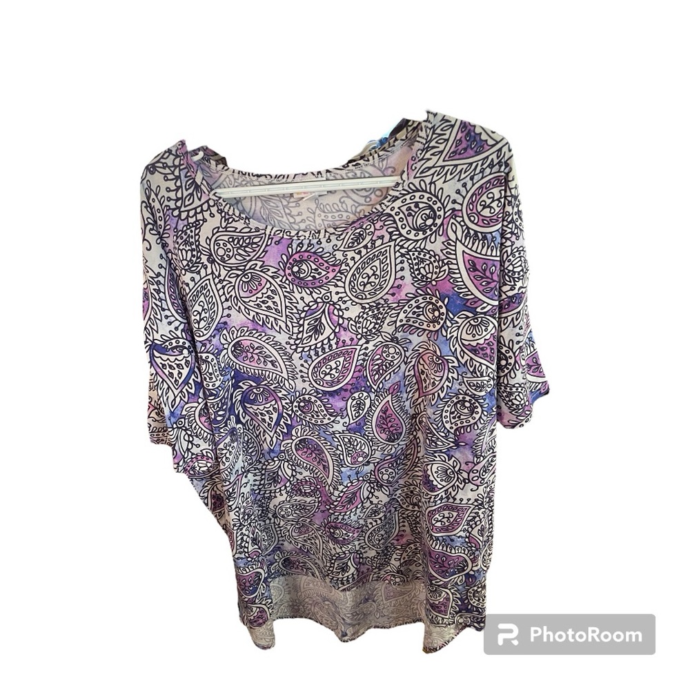 LuLaroe Urma Tunic Purple Paisley Print XL